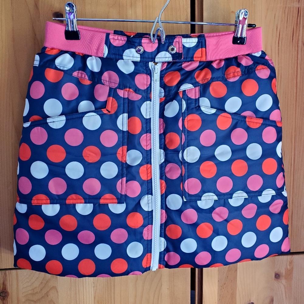 Penfolds Navy Polka Dot Goose Down Full Zip Mini Skirt size Small